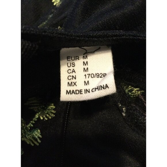 Black Floral Embroidered Dress Size M Long Mesh Sleeves Whimsigoth Fairygrunge - Picture 4 of 13